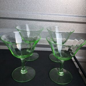 Set of four Uranium Glass Goblets